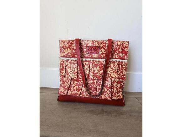 Patricia Nash Handbags - Patricia Nash Large Travel Tote Bag Ruffle Lace Paris Red Wildflower Leather